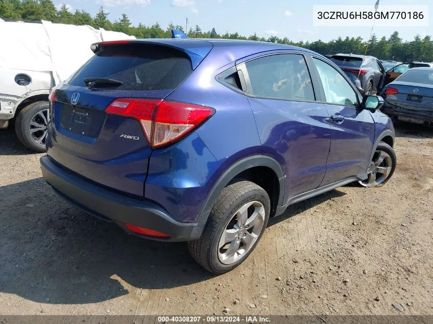 2016 Honda Hr-V Ex VIN: 3CZRU6H58GM770186 Lot: 40308207