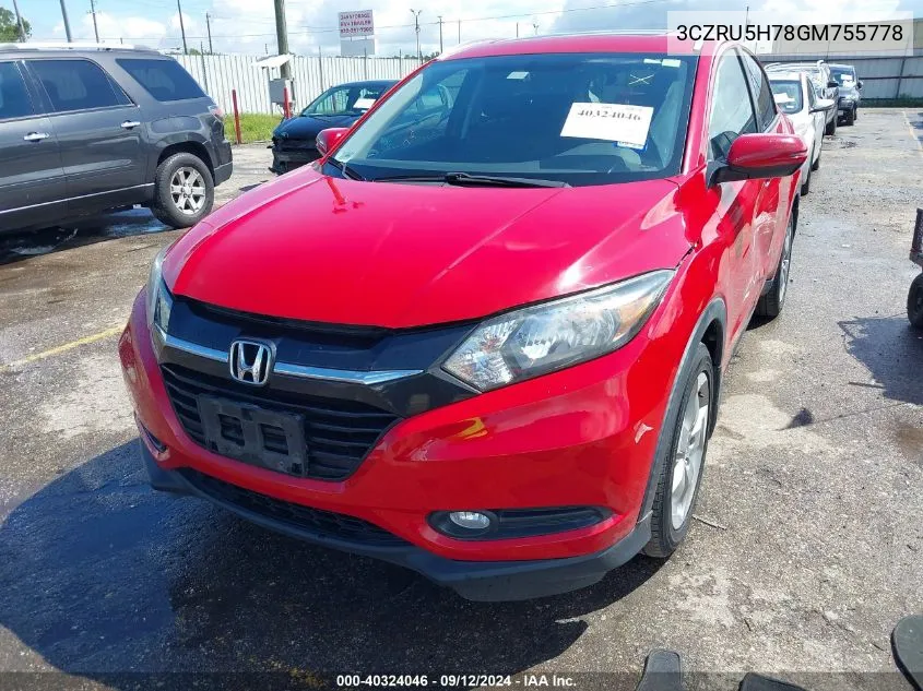 2016 Honda Hr-V Exl VIN: 3CZRU5H78GM755778 Lot: 40324046