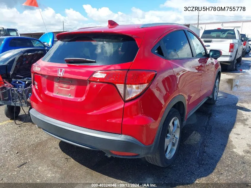 3CZRU5H78GM755778 2016 Honda Hr-V Exl