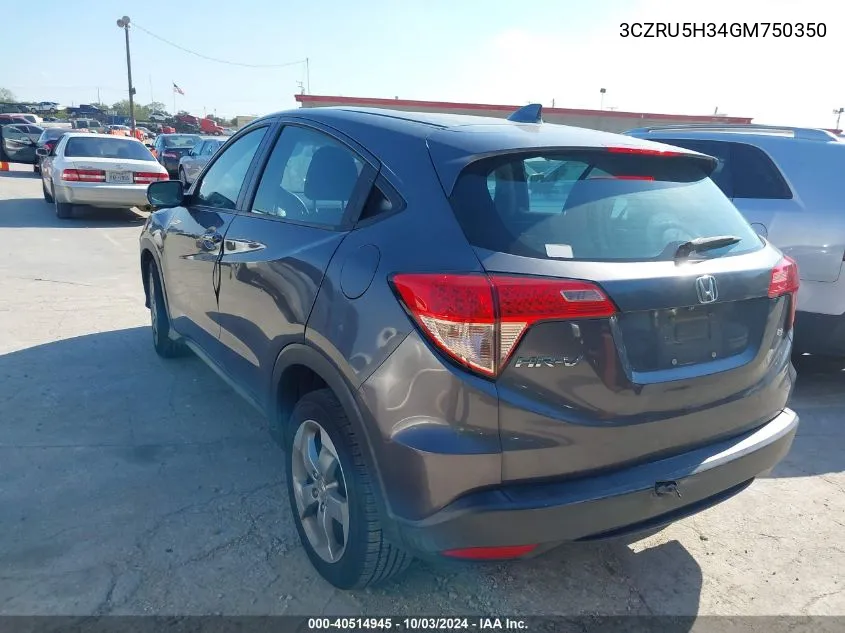 2016 Honda Hr-V Lx VIN: 3CZRU5H34GM750350 Lot: 40514945