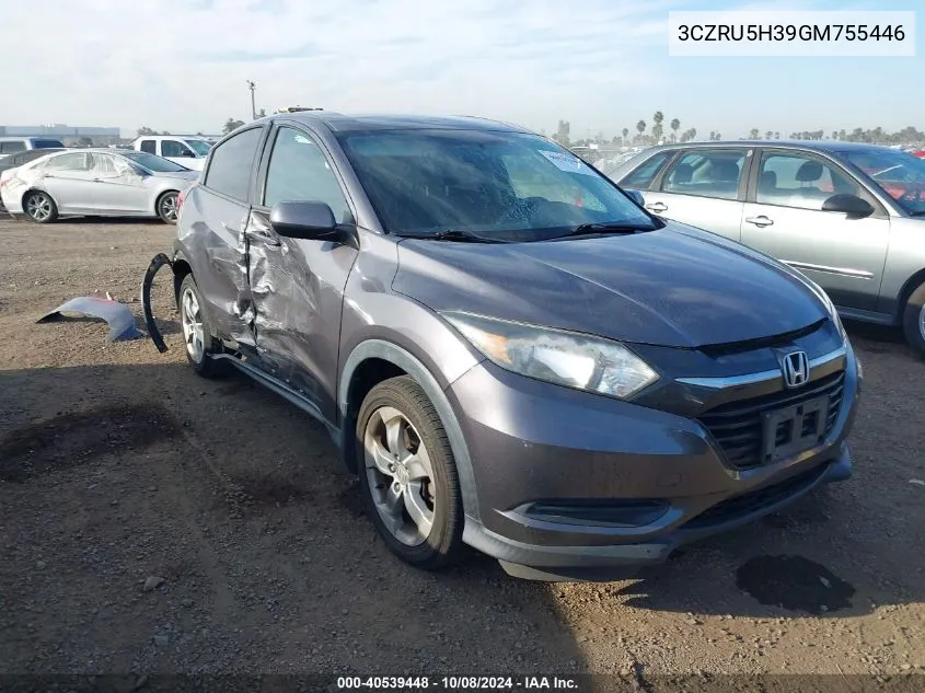 2016 Honda Hr-V Lx VIN: 3CZRU5H39GM755446 Lot: 40539448