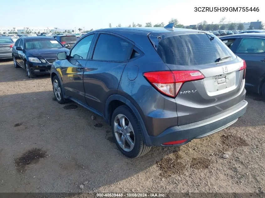 2016 Honda Hr-V Lx VIN: 3CZRU5H39GM755446 Lot: 40539448