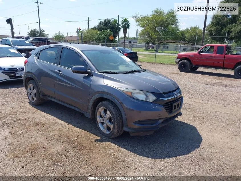 2016 Honda Hr-V Lx VIN: 3CZRU5H36GM722825 Lot: 40553498