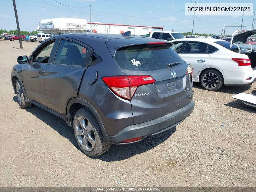 2016 Honda Hr-V Lx VIN: 3CZRU5H36GM722825 Lot: 40553498