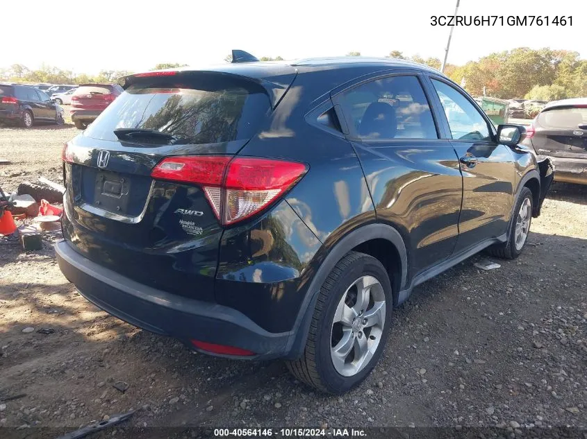 2016 Honda Hr-V Ex-L VIN: 3CZRU6H71GM761461 Lot: 40564146