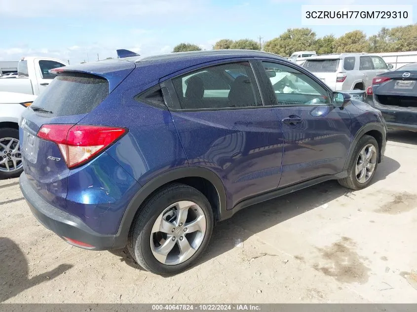 2016 Honda Hr-V Ex-L VIN: 3CZRU6H77GM729310 Lot: 40647824