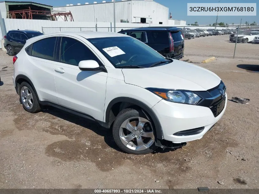 2016 Honda Hr-V Lx VIN: 3CZRU6H3XGM768180 Lot: 40657993