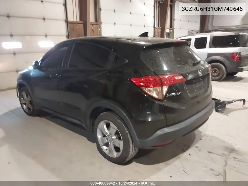 2016 Honda Hr-V Lx VIN: 3CZRU6H31GM749646 Lot: 40669942