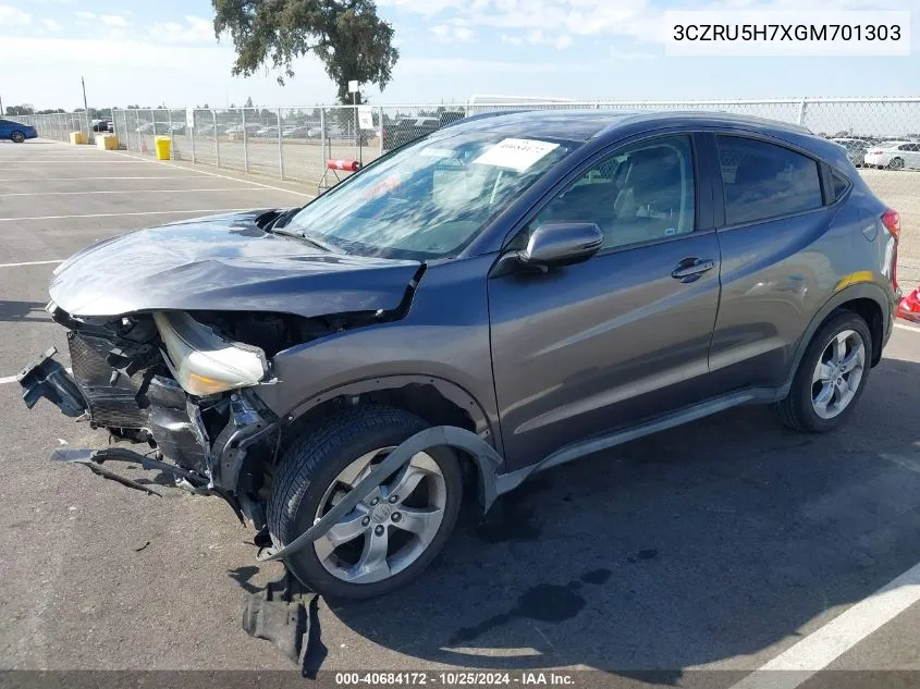 2016 Honda Hr-V Ex-L VIN: 3CZRU5H7XGM701303 Lot: 40684172