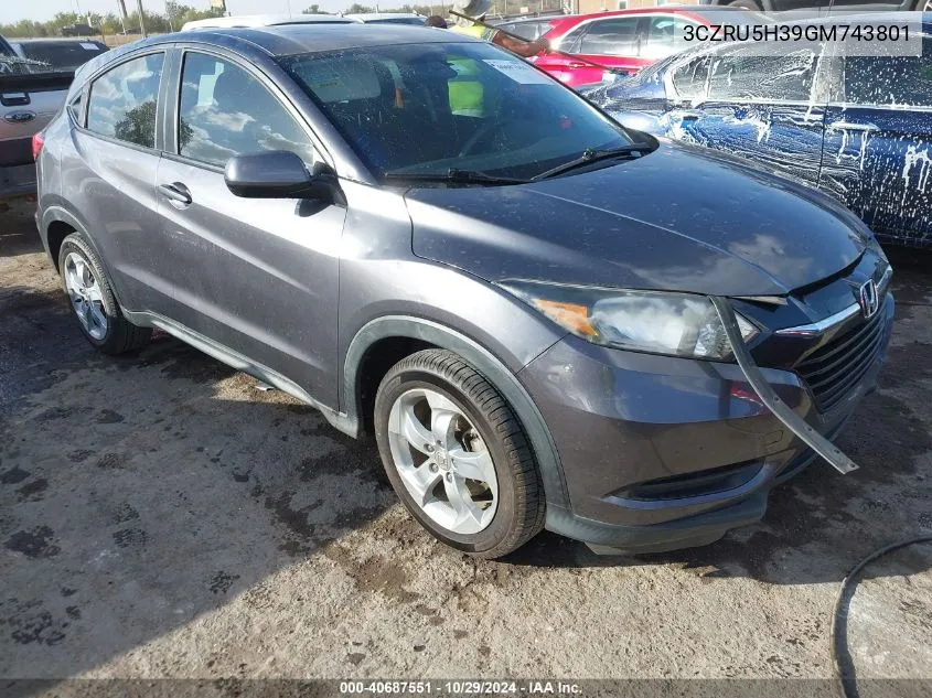 2016 Honda Hr-V Lx VIN: 3CZRU5H39GM743801 Lot: 40687551