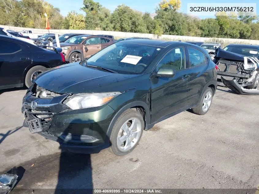 2016 Honda Hr-V Lx VIN: 3CZRU6H33GM756212 Lot: 40695995