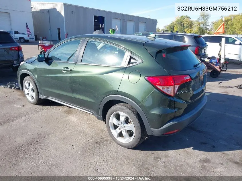 2016 Honda Hr-V Lx VIN: 3CZRU6H33GM756212 Lot: 40695995