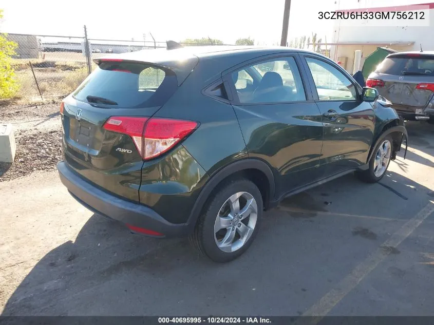 2016 Honda Hr-V Lx VIN: 3CZRU6H33GM756212 Lot: 40695995