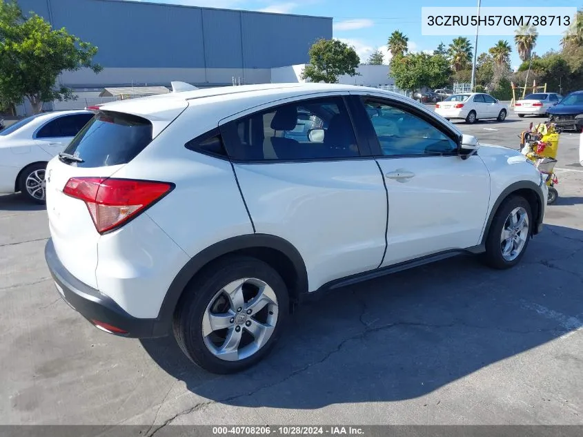 2016 Honda Hr-V Ex VIN: 3CZRU5H57GM738713 Lot: 40708206