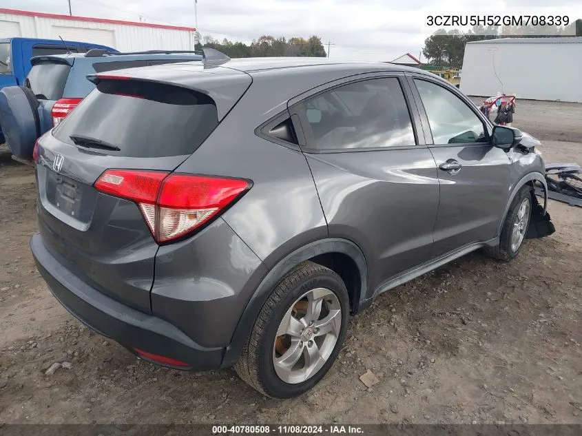 2016 Honda Hr-V Ex VIN: 3CZRU5H52GM708339 Lot: 40780508