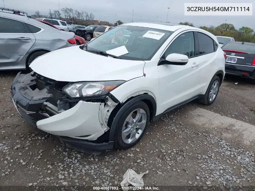 2016 Honda Hr-V Ex VIN: 3CZRU5H54GM711114 Lot: 40807892