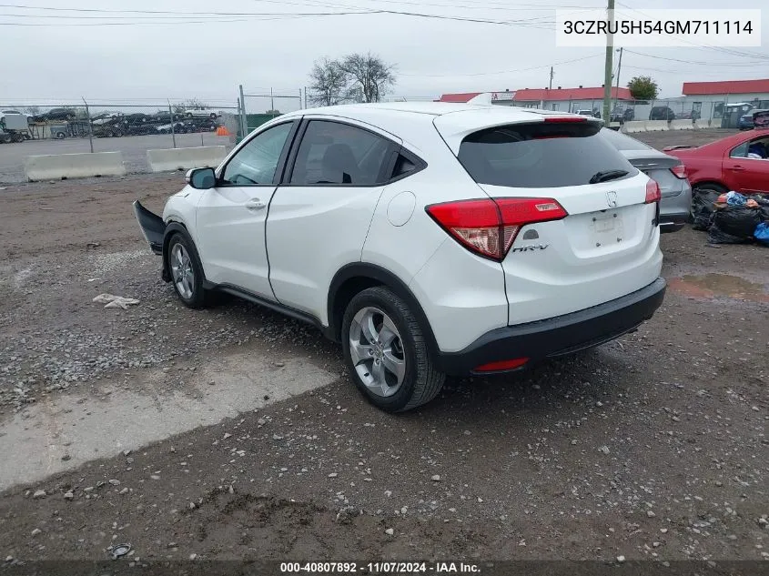 2016 Honda Hr-V Ex VIN: 3CZRU5H54GM711114 Lot: 40807892