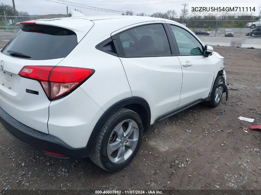 2016 Honda Hr-V Ex VIN: 3CZRU5H54GM711114 Lot: 40807892