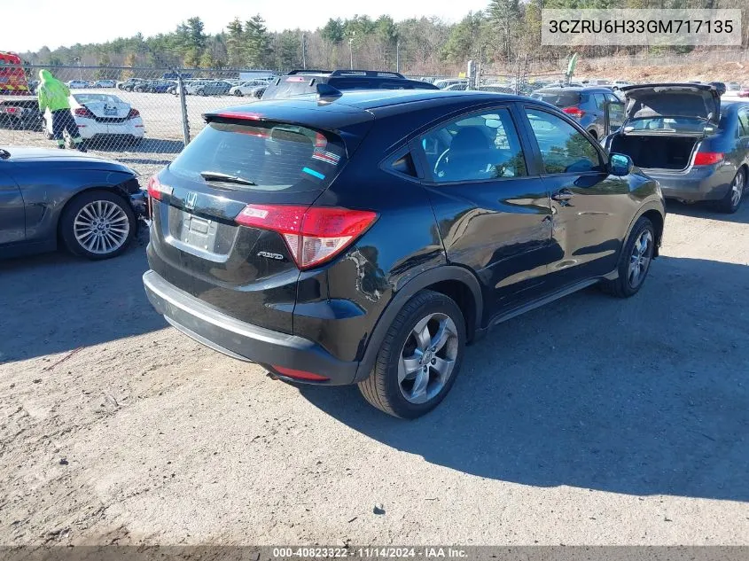 2016 Honda Hr-V Lx VIN: 3CZRU6H33GM717135 Lot: 40823322