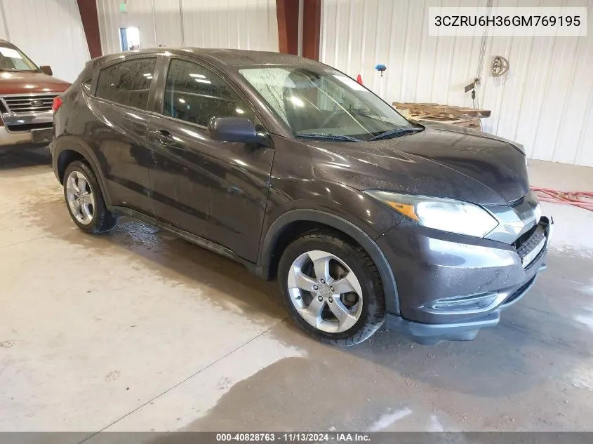 2016 Honda Hr-V Lx VIN: 3CZRU6H36GM769195 Lot: 40828763