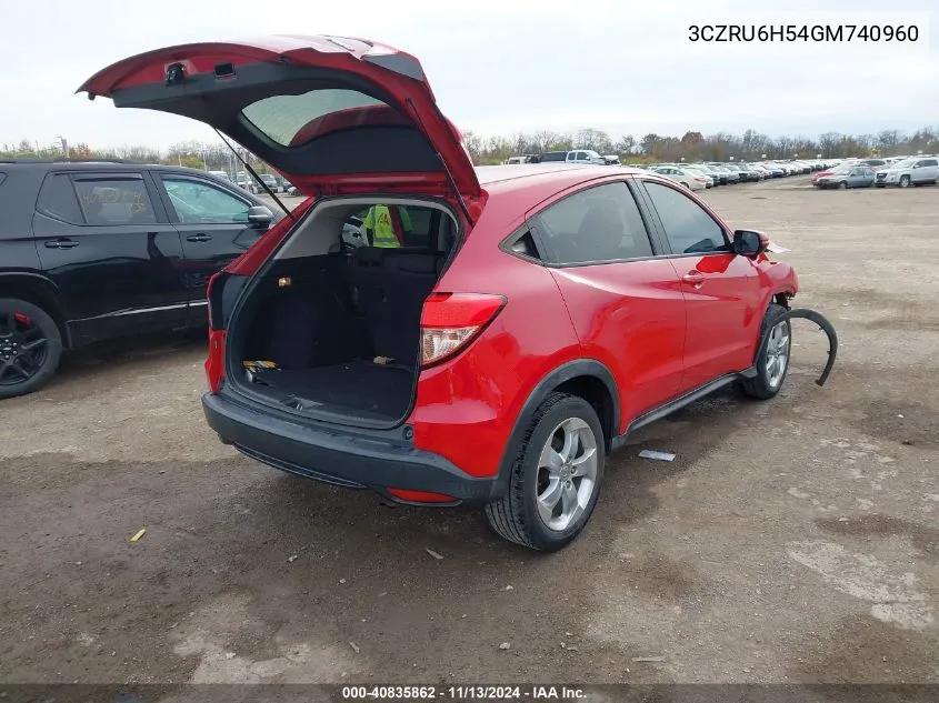 2016 Honda Hr-V Ex VIN: 3CZRU6H54GM740960 Lot: 40835862