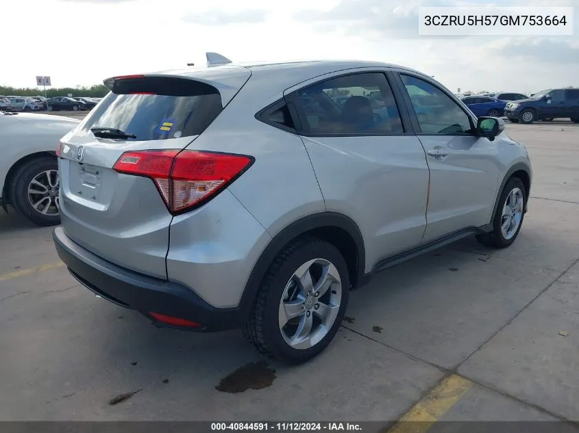 2016 Honda Hr-V Ex VIN: 3CZRU5H57GM753664 Lot: 40844591