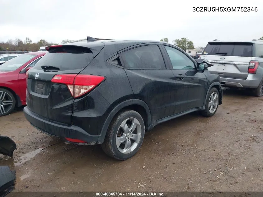 2016 Honda Hr-V Ex VIN: 3CZRU5H5XGM752346 Lot: 40845784