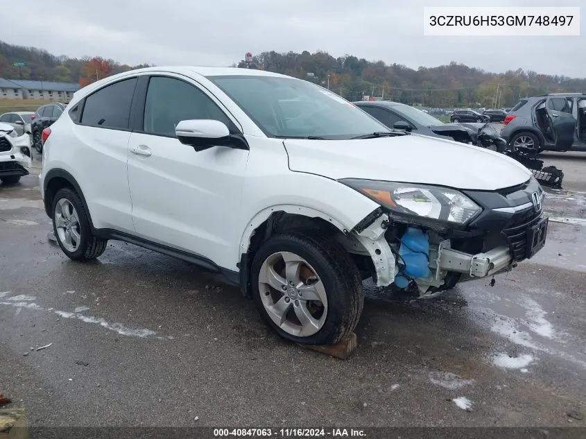 2016 Honda Hr-V Ex VIN: 3CZRU6H53GM748497 Lot: 40847063