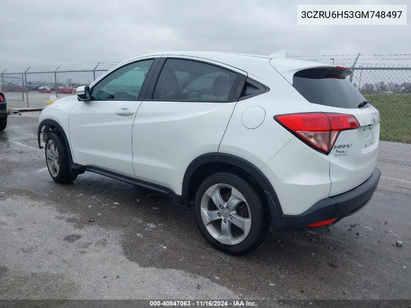 2016 Honda Hr-V Ex VIN: 3CZRU6H53GM748497 Lot: 40847063