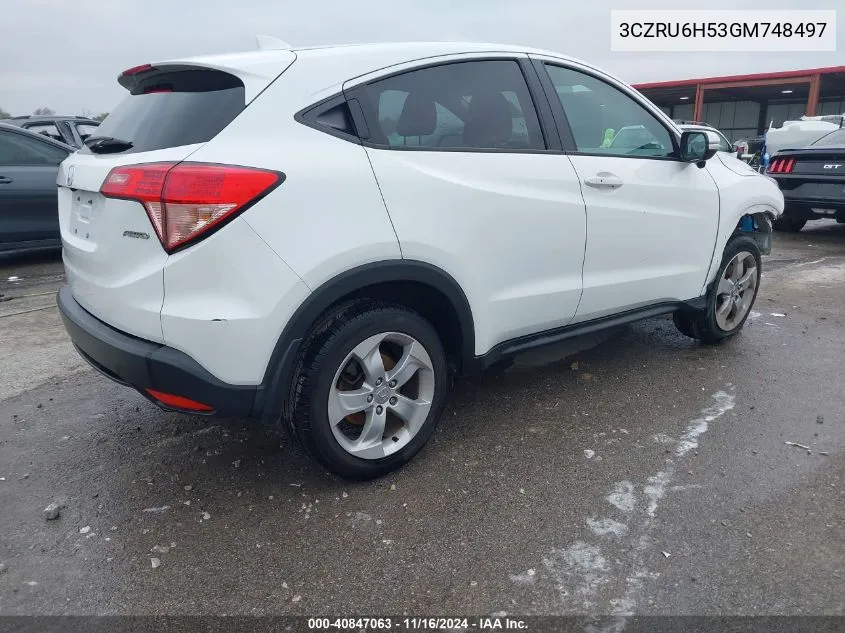 2016 Honda Hr-V Ex VIN: 3CZRU6H53GM748497 Lot: 40847063