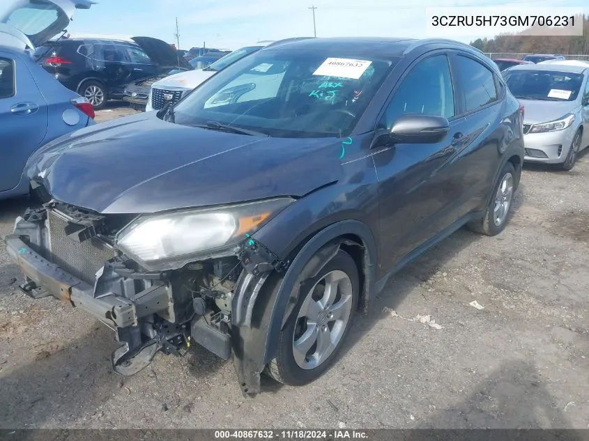 2016 Honda Hr-V Exl VIN: 3CZRU5H73GM706231 Lot: 40867632