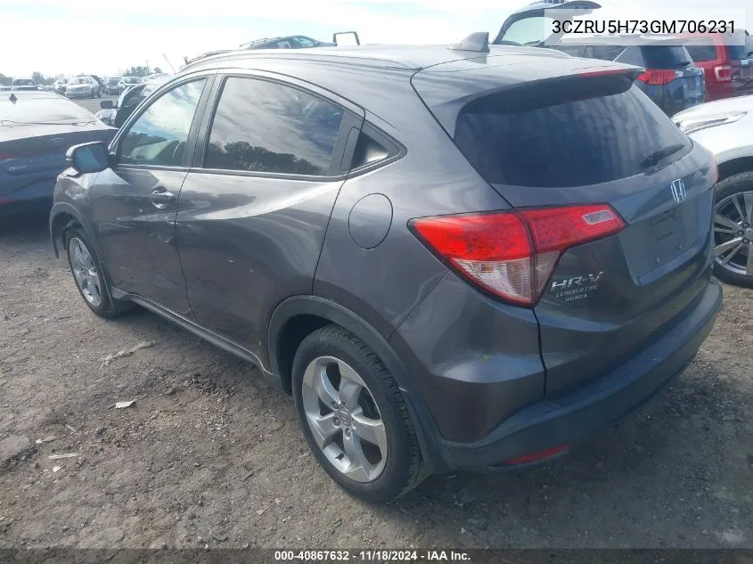 2016 Honda Hr-V Exl VIN: 3CZRU5H73GM706231 Lot: 40867632