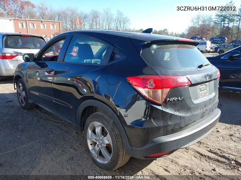 2016 Honda Hr-V Lx VIN: 3CZRU6H31GM722012 Lot: 40869659