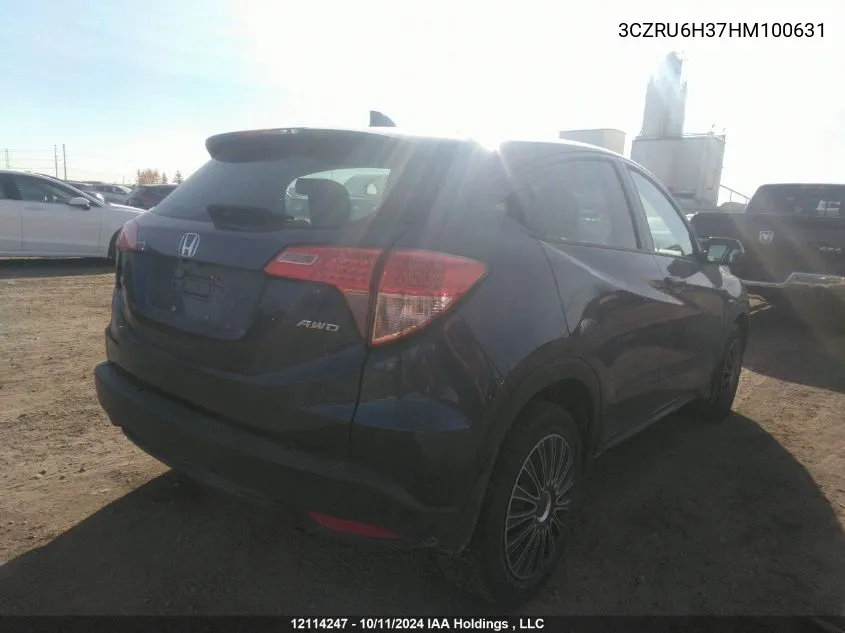 2017 Honda Hr-V Lx VIN: 3CZRU6H37HM100631 Lot: 12114247