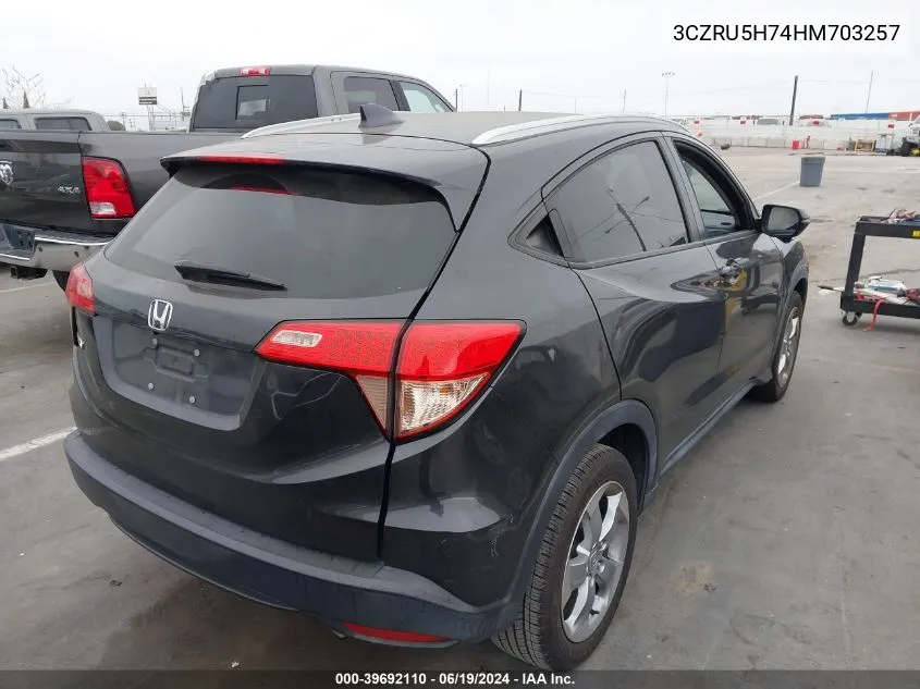 2017 Honda Hr-V Ex-L VIN: 3CZRU5H74HM703257 Lot: 39692110