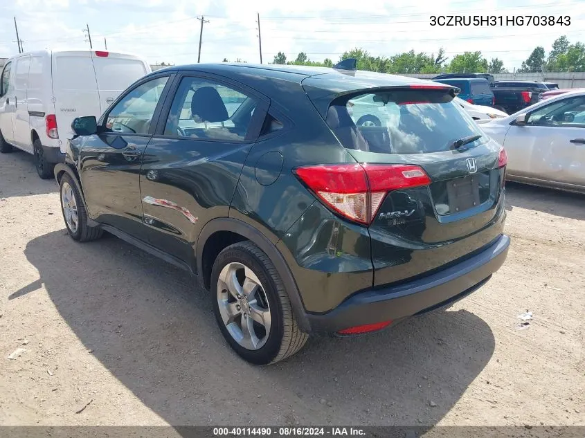 2017 Honda Hr-V Lx VIN: 3CZRU5H31HG703843 Lot: 40114490