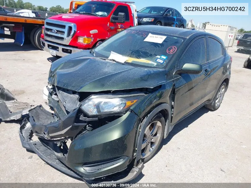 2017 Honda Hr-V Lx VIN: 3CZRU5H34HG700242 Lot: 40130736