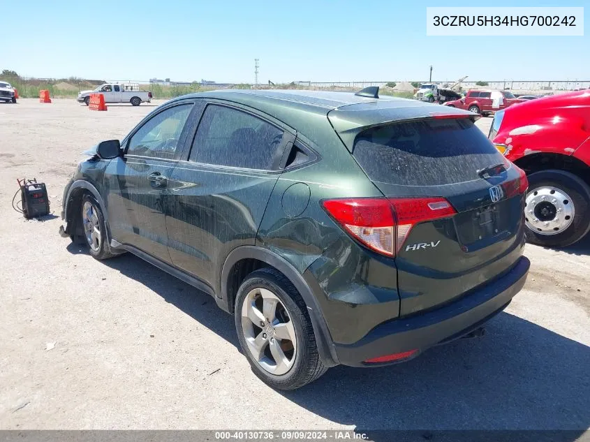 2017 Honda Hr-V Lx VIN: 3CZRU5H34HG700242 Lot: 40130736