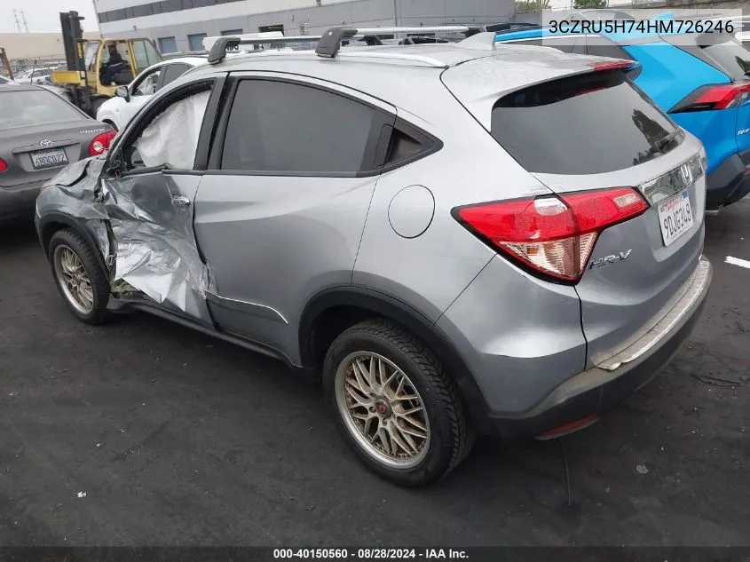 2017 Honda Hr-V Ex-L VIN: 3CZRU5H74HM726246 Lot: 40150560