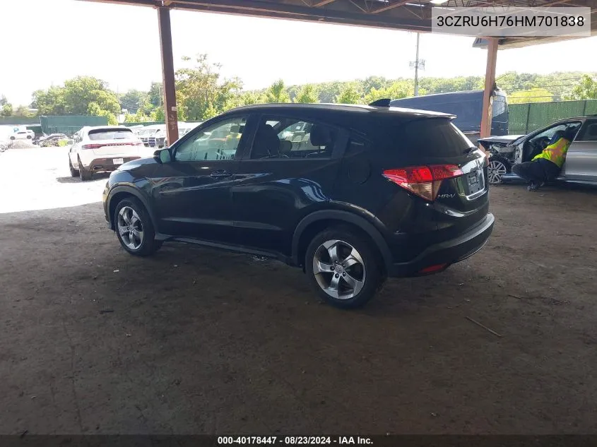 2017 Honda Hr-V Ex-L VIN: 3CZRU6H76HM701838 Lot: 40178447