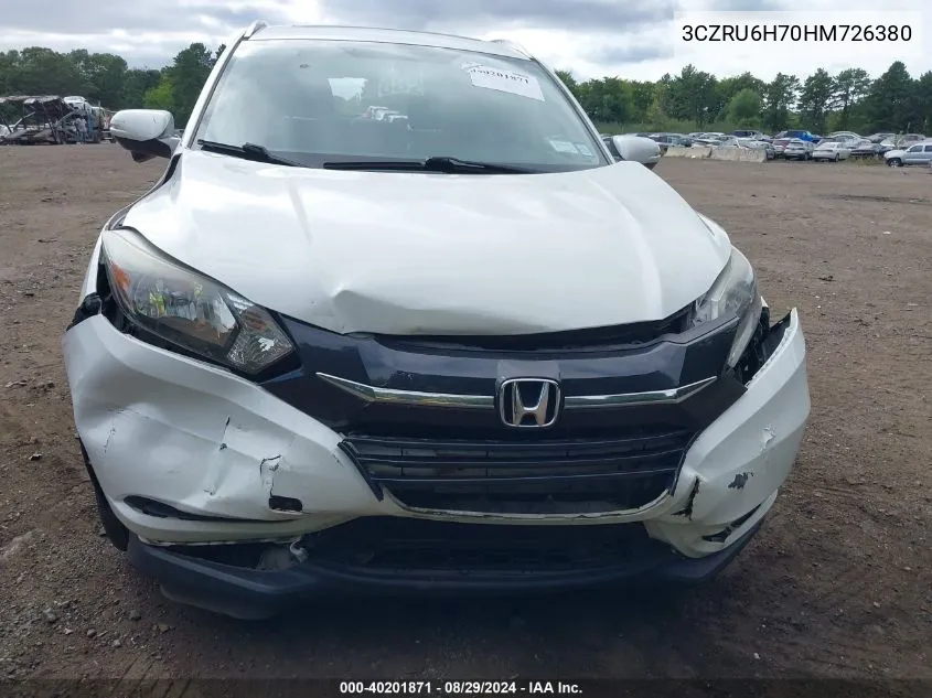 2017 Honda Hr-V Ex-L VIN: 3CZRU6H70HM726380 Lot: 40201871