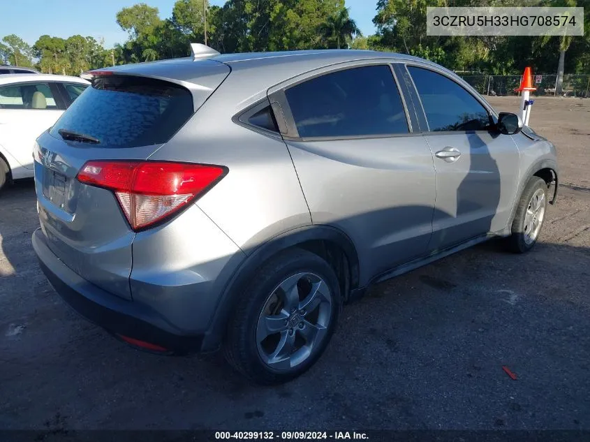 2017 Honda Hr-V Lx VIN: 3CZRU5H33HG708574 Lot: 40299132