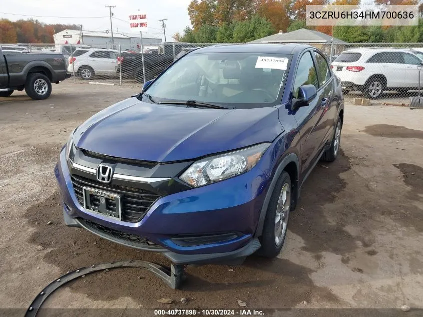 2017 Honda Hr-V Lx VIN: 3CZRU6H34HM700636 Lot: 40737898