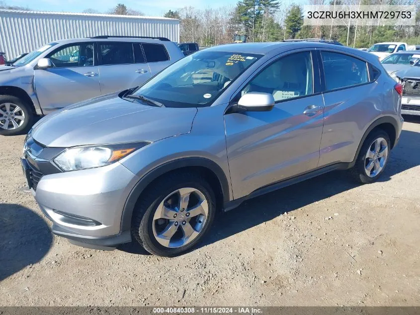 2017 Honda Hr-V Lx VIN: 3CZRU6H3XHM729753 Lot: 40840308