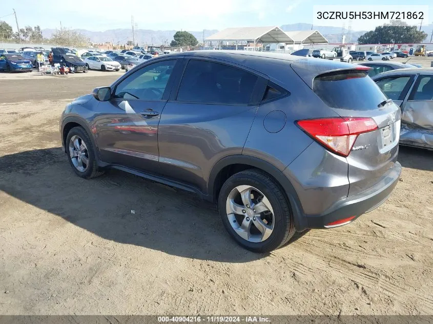 2017 Honda Hr-V Ex VIN: 3CZRU5H53HM721862 Lot: 40904216