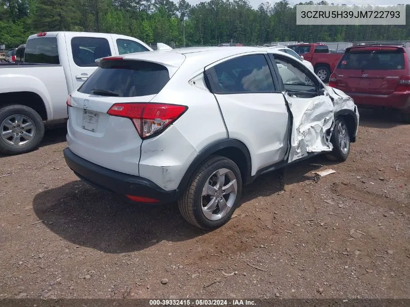 2018 Honda Hr-V Lx VIN: 3CZRU5H39JM722793 Lot: 39332415