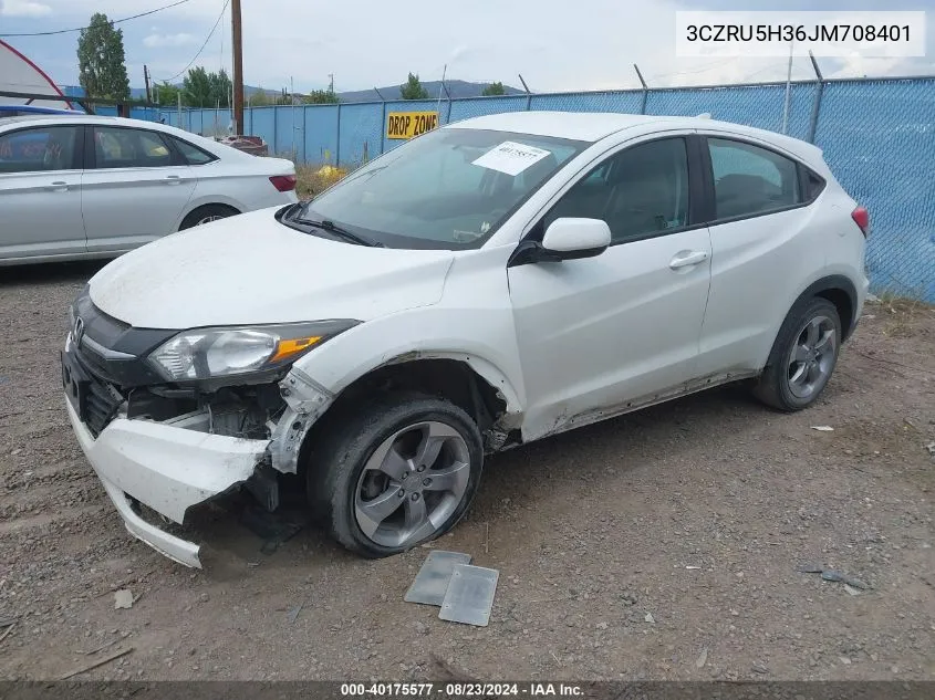 2018 Honda Hr-V Lx VIN: 3CZRU5H36JM708401 Lot: 40175577