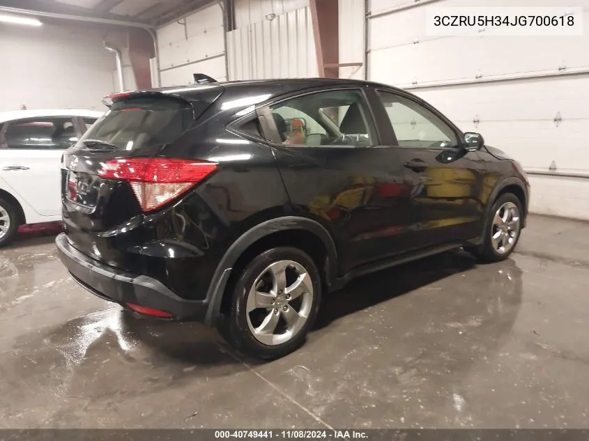 2018 Honda Hr-V Lx VIN: 3CZRU5H34JG700618 Lot: 40749441