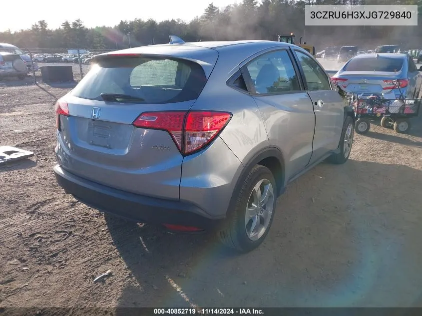 2018 Honda Hr-V Lx VIN: 3CZRU6H3XJG729840 Lot: 40852719