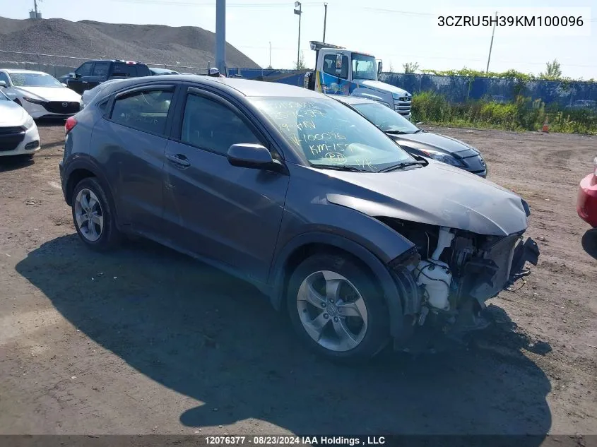 2019 Honda Hr-V VIN: 3CZRU5H39KM100096 Lot: 12076377